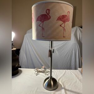 Flamingo Print Table Lamp with Cream Shade